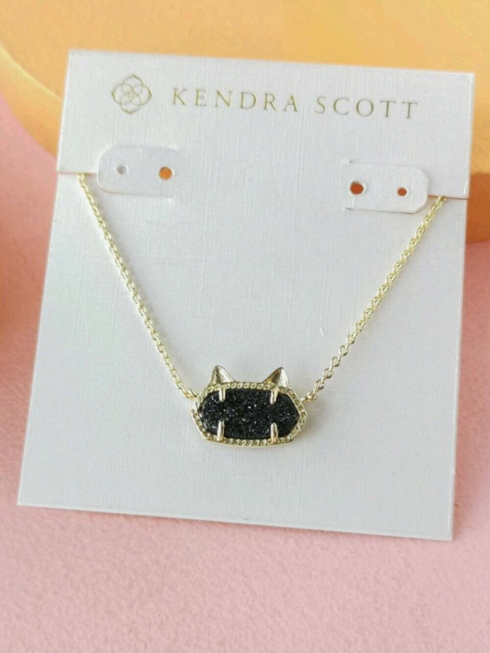 Kendra Scott - Elisa Cat Black Drusy Gold Necklace - NEW